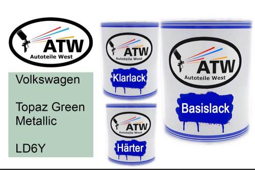 Volkswagen, Topaz Green Metallic, LD6Y: 1L Lackdose + 1L Klarlack + 500ml Härter - Set, von ATW Autoteile West.